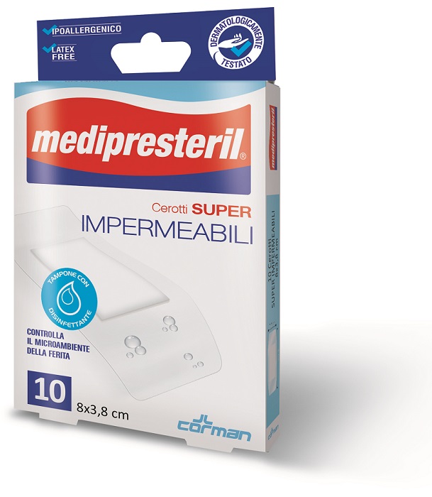MEDIPRESTERIL CEROTTI IMPERMIABILI SUPER 8 X 3,8 10 PEZZI - Farmacia Artemisia di Montecuollo Dott. Angelo snc