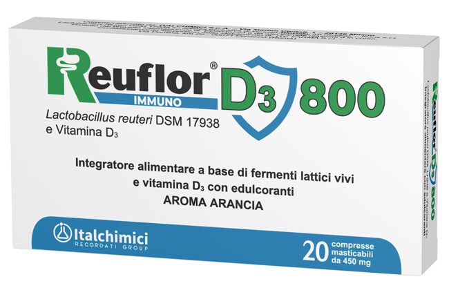 REUFLOR D3 800 20 COMPRESSE MASTICABILI AROMA ARANCIA - Farmacia Artemisia di Montecuollo Dott. Angelo snc