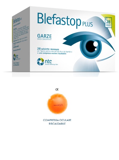 BLEFASTOP PLUS GARZA IN COTONE PIEGATA CON FILO DI BARIO 28 SALVIETTE MONOUSO + 1 COMPRESSA OCULARE RISCALDABILE - Farmacia Artemisia di Montecuollo Dott. Angelo snc