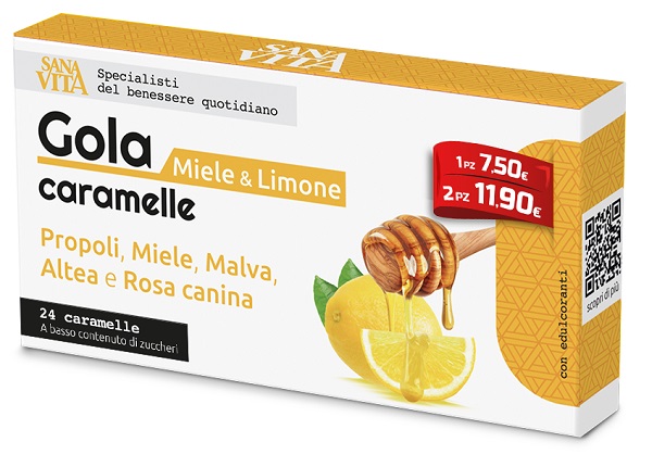 SANAVITA GOLA MIELE & LIMONE 24 CARAMELLE - Farmacia Artemisia di Montecuollo Dott. Angelo snc