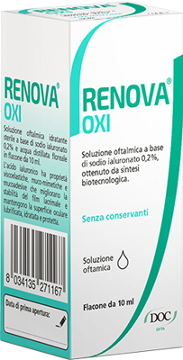 RENOVA OXI COLLIRIO SOLUZIONE OFTALMICA A BASE DI ACIDO IALURONICO 0,2% FLACONE DA 10 ML - Farmacia Artemisia di Montecuollo Dott. Angelo snc