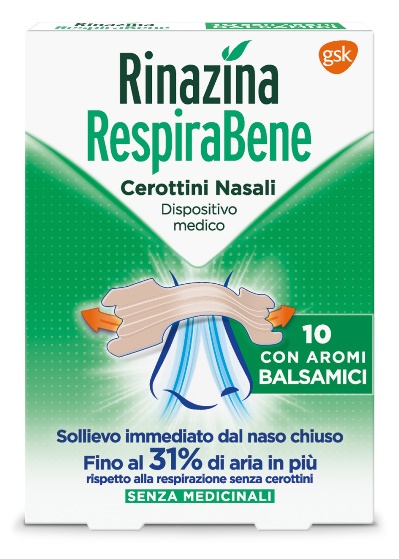 RINAZINA RESPIRABENE CEROTTI NASALI CON AROMI BALSAMICI CARTON 10 PEZZI - Farmacia Artemisia di Montecuollo Dott. Angelo snc