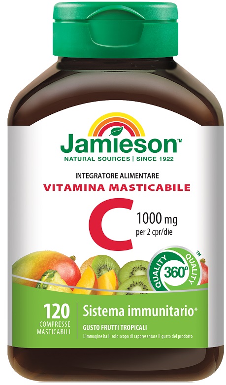 JAMIESON VITAMINA C 1000 120 COMPRESSE MASTICABILI FRUTTI TROPICALI - Farmacia Artemisia di Montecuollo Dott. Angelo snc