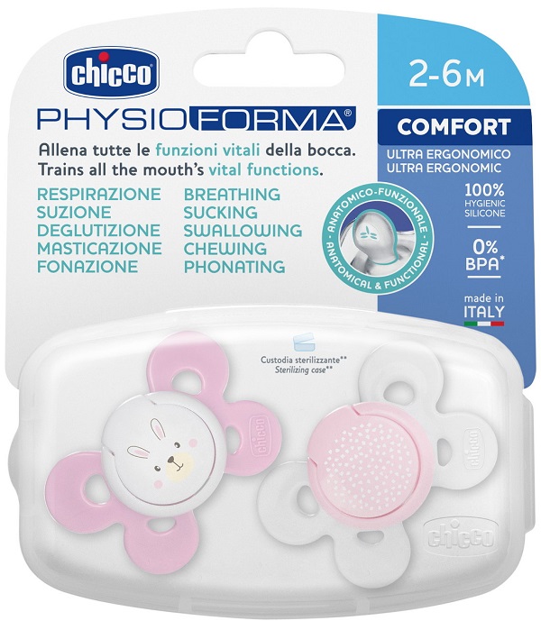 CHICCO SUCCHIETTO COMFORT GIRL SILICONE 2-6 MESI 2 PEZZI - Farmacia Artemisia di Montecuollo Dott. Angelo snc