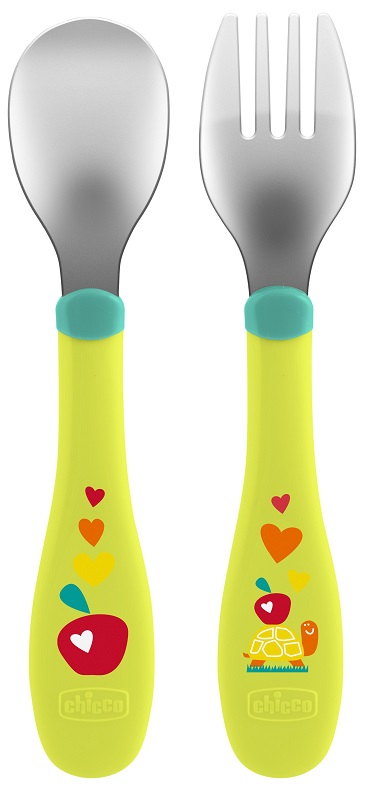 CHICCO POSATE INOX 18M+ VERDE - Farmacia Artemisia di Montecuollo Dott. Angelo snc