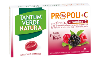 TANTUM VERDE NATURA PROPOLI+C CON ZINCO E VITAMINA C 15 PASTIGLIE GOMMOSE GUSTO FRUTTI DI BOSCO - Farmacia Artemisia di Montecuollo Dott. Angelo snc