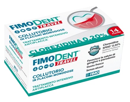 FIMODENT TRAVEL COLLUTORIO CLOREXIDINA SPDD 0,20% 14 FLACONCINI MONODOSE 10 ML - Farmacia Artemisia di Montecuollo Dott. Angelo snc
