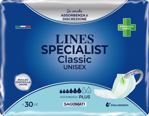 PANNOLONE SAGOMATO LINES SPECIALIST CLASSIC PLUS 30 PEZZI - Farmacia Artemisia di Montecuollo Dott. Angelo snc