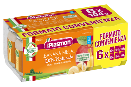 PLASMON OMOGENEIZZATO BANANA/MELA 6 X 104 G - Farmacia Artemisia di Montecuollo Dott. Angelo snc