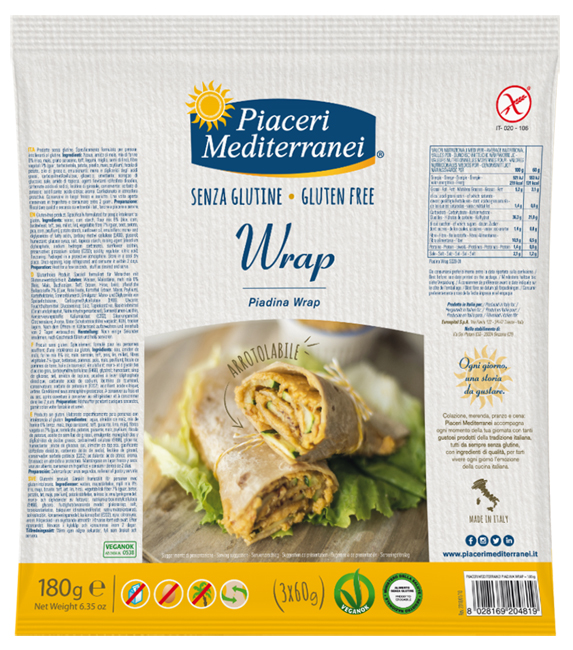 PIACERI MEDITERRANEI PIADINA WRAP 180 G - Farmacia Artemisia di Montecuollo Dott. Angelo snc