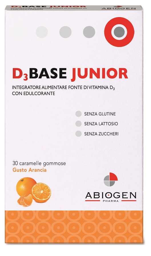 D3BASE JUNIOR 30 CARAMELLE GOMMOSE ARANCIA - Farmacia Artemisia di Montecuollo Dott. Angelo snc
