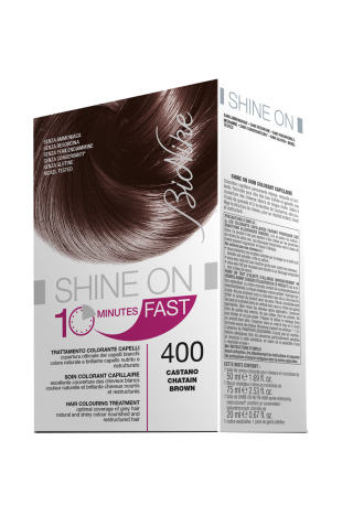 BIONIKE SHINE ON FAST TRATTAMENTO COLORANTE CAPELLI CASTANO 400 60 ML + TUBO 60 ML - Farmacia Artemisia di Montecuollo Dott. Angelo snc