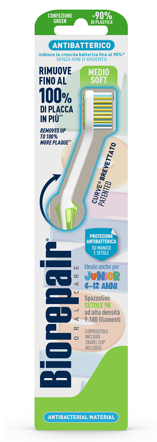 BIOREPAIR ORAL CARE SPAZZOLINO ANTIBATTERICO JUNIOR 6-12 ANNI PIU' COMFORT SETOLE MEDIO SOFT - Farmacia Artemisia di Montecuollo Dott. Angelo snc