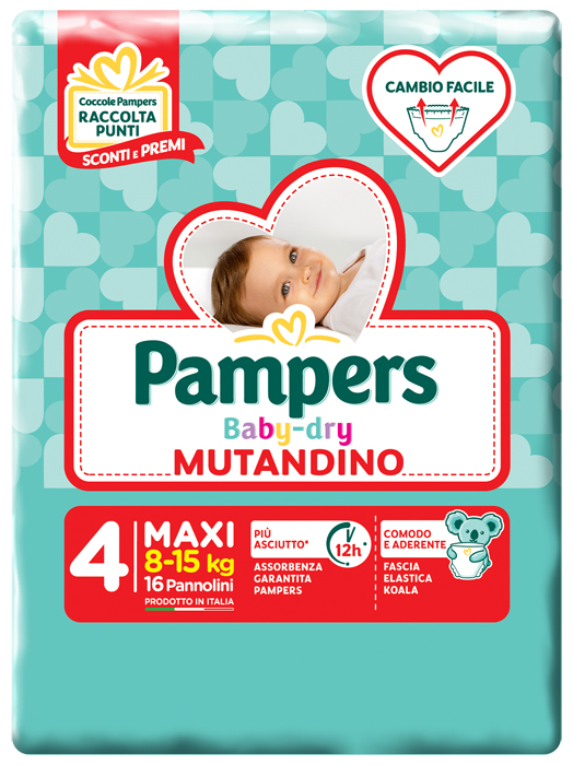 PAMPERS BABY DRY MUTANDINA MAXI 4 SMALL PACK 16 PEZZI - Farmacia Artemisia di Montecuollo Dott. Angelo snc