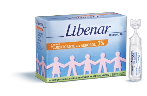 SOLUZIONE SALINA IPERTONICA 3% LIBENAR PER INALAZIONE CON AEROSOL 18 FLACONCINI MONOUSO X 4ML - Farmacia Artemisia di Montecuollo Dott. Angelo snc