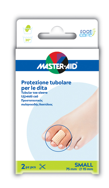 PROTEZIONE TUBOLARE IN GEL MASTER-AID FOOTCARE ELASTICIZZATO SMALL 7,5 CM 15 MM 2 PEZZI C4 - Farmacia Artemisia di Montecuollo Dott. Angelo snc