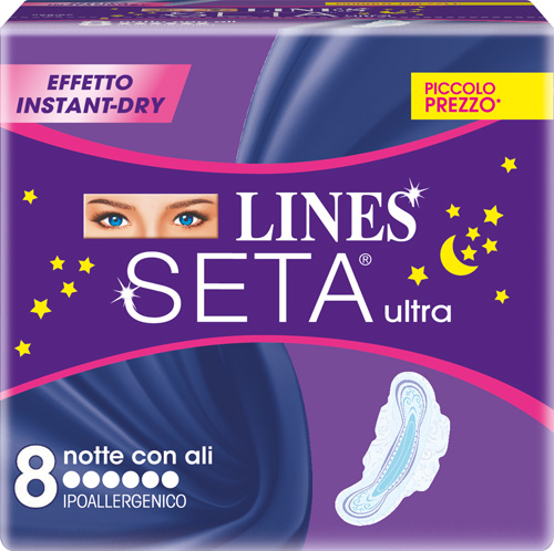 LINES SETA ULTRA ASSORBENTI DA NOTTE 8 PEZZI - Farmacia Artemisia di Montecuollo Dott. Angelo snc