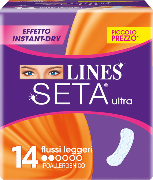 LINES SETA ULTRA ASSORBENTI PER FLUSSI LEGGERI 14 PEZZI - Farmacia Artemisia di Montecuollo Dott. Angelo snc