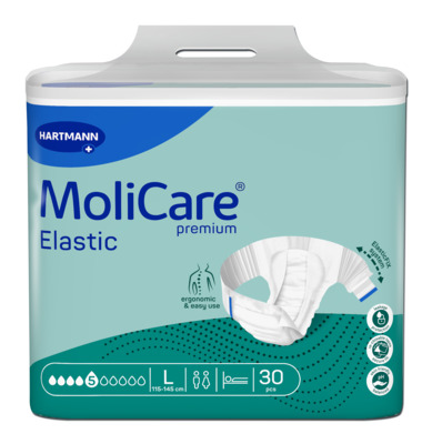 MOLICARE PREMIUM ELASTIC PANNOLINO MUTANDINA CON ALI ELASTICIZZATE 5 GOCCE L 30 PEZZI - Farmacia Artemisia di Montecuollo Dott. Angelo snc