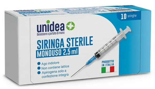 UNIDEA SIRINGA DA 2,5ML MONOUSO 10 PEZZI - Farmacia Artemisia di Montecuollo Dott. Angelo snc