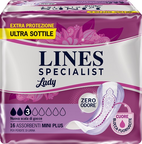 ASSORBENTI PER INCONTINENZA LINES SPECIALIST LADY MINI PLUS 16 PEZZI - Farmacia Artemisia di Montecuollo Dott. Angelo snc