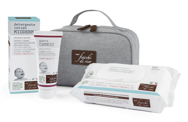 FIOCCHI DI RISO COFANETTO CAMBIO PANNOLINO 1 DETERGENTE INTIMO MIODERM 240 ML + 1 PASTA CAMBIO 100 ML + SALVIETTE ACQUA NON ACQUA 60 PEZZI + BEAUTY - Farmacia Artemisia di Montecuollo Dott. Angelo snc