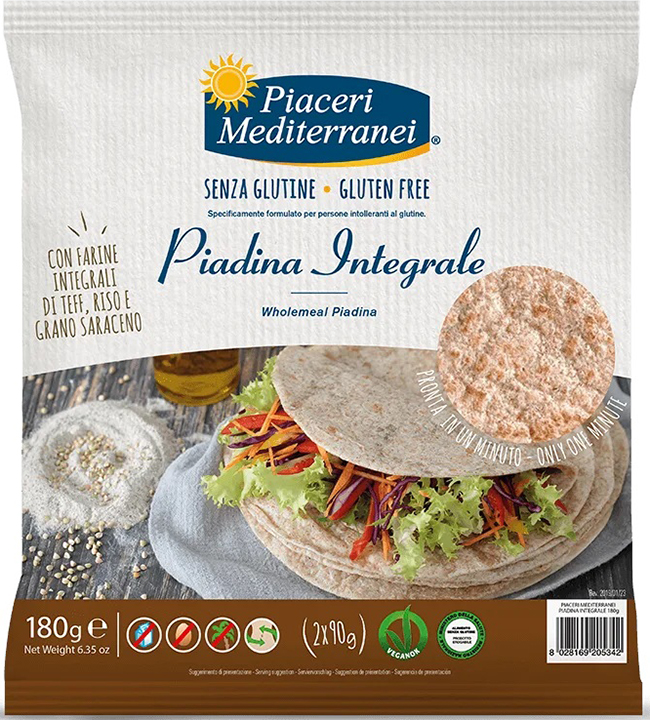 PIACERI MEDIT PIADINA INTEGRALE 180 G - Farmacia Artemisia di Montecuollo Dott. Angelo snc