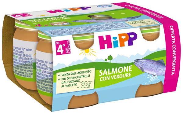 HIPP OMOGENEIZZATO SALMONE/VERDURE 4X80 G - Farmacia Artemisia di Montecuollo Dott. Angelo snc