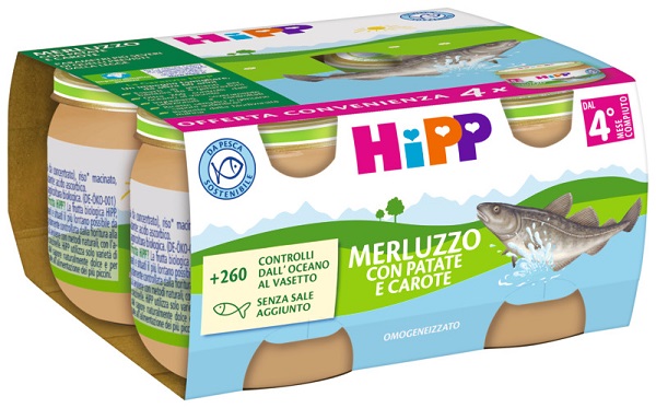 HIPP OMOGENEIZZATO MERLUZZO/PATATE/CAROTE 4X80 G - Farmacia Artemisia di Montecuollo Dott. Angelo snc