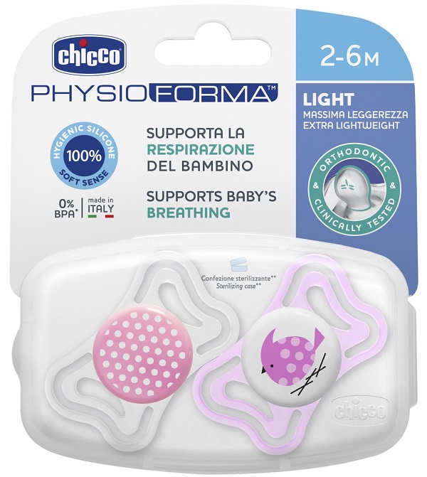 CHICCO SUCCHIETTO LIGHT GIRL SILICONE 2-6 MESI 2 PEZZI - Farmacia Artemisia di Montecuollo Dott. Angelo snc