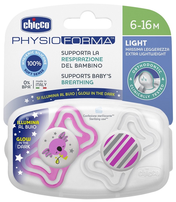 CHICCO SUCCHIETTO LIGHT LUMINOSO SILICONE 6-16 MESI 2 PEZZI - Farmacia Artemisia di Montecuollo Dott. Angelo snc