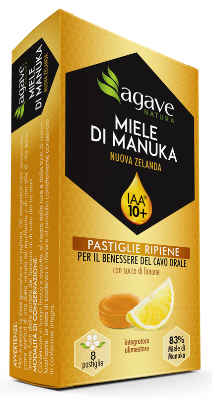 AGAVE NATURA MANUKA IAA 10+ E LIMONE 8 PASTIGLIE 20 G - Farmacia Artemisia di Montecuollo Dott. Angelo snc