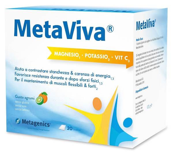 METAVIVA MAGNESIO POTASSIO VITAMINA C 20 BUSTINE - Farmacia Artemisia di Montecuollo Dott. Angelo snc