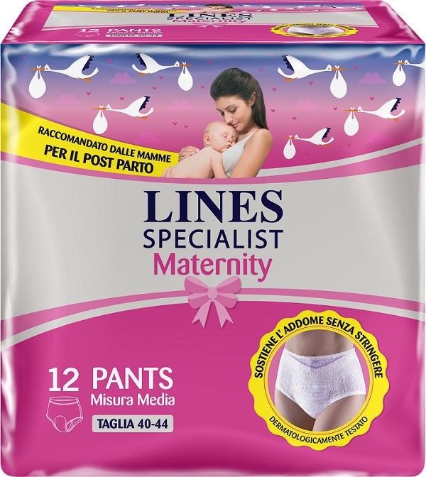 LINES SPECIALIST MATERNITY MUTANDINA ASSORBENTE PER PERDITE POST PARTO MISURA MEDIUM 12 PEZZI - Farmacia Artemisia di Montecuollo Dott. Angelo snc