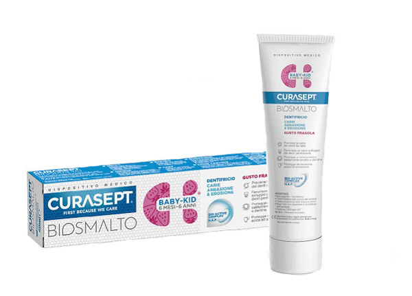 CURASEPT BIOSMALTO DENTIFRICIO BABY KID FRAGOLA CARIE ABRASIONE & EROSIONE 50 ML - Farmacia Artemisia di Montecuollo Dott. Angelo snc