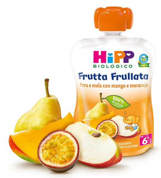 HIPP BIO FRUTTA FRULLATA PERA/MELA CON MANGO E MARACUJA 90 G - Farmacia Artemisia di Montecuollo Dott. Angelo snc