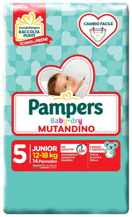 PANNOLINO A MUTANDINA PAMPERS BABY DRY JUNIOR SMALL PACK 14 PEZZI - Farmacia Artemisia di Montecuollo Dott. Angelo snc