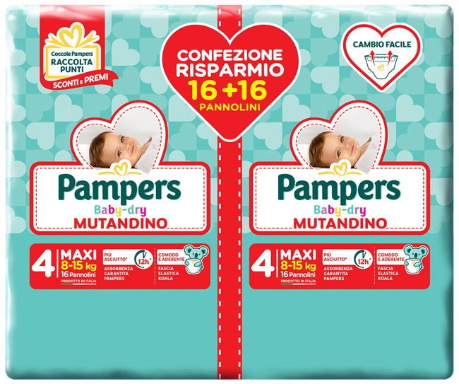 PAMPERS BABY DRY PANNOLINO A MUTANDINA DUO DOWNCOUNT MAXI 32 PEZZI - Farmacia Artemisia di Montecuollo Dott. Angelo snc