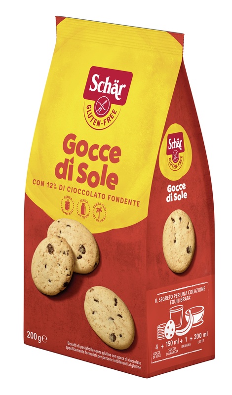 SCHAR GOCCE DI SOLE BISCOTTI DI PASTAFROLLA CON GOCCE DI CIOCCOLATO FONDENTE SENZA LATTOSIO 200 G - Farmacia Artemisia di Montecuollo Dott. Angelo snc