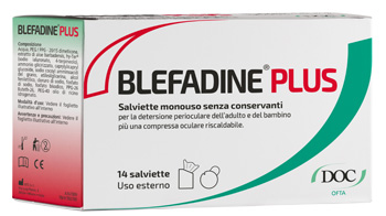 BLEFADINE PLUS 14 SALVIETTE PER DETERSIONE PERIOCULARE + 1 COMPRESSA RISCALDABILE - Farmacia Artemisia di Montecuollo Dott. Angelo snc