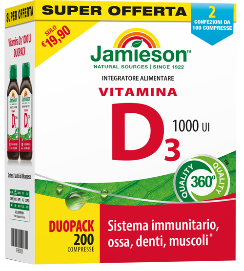 JAMIESON DUOPACK VITAMINA D 1000 CON PILLOLIERA PROMO - Farmacia Artemisia di Montecuollo Dott. Angelo snc
