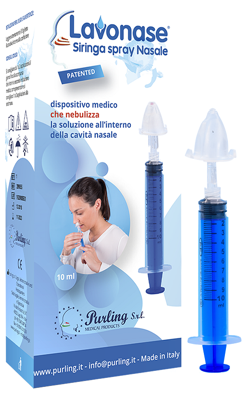 LAVONASE SIRINGA SPRAY NASALE NON STERILE 10 ML LUER-LOCK CON CAPPUCCIO + UGELLO NASALE CON RACCORDO LUER-LOCK + PERFORATORE CON VALVOLA NON RITORNO CON TAPPO - Farmacia Artemisia di Montecuollo Dott. Angelo snc