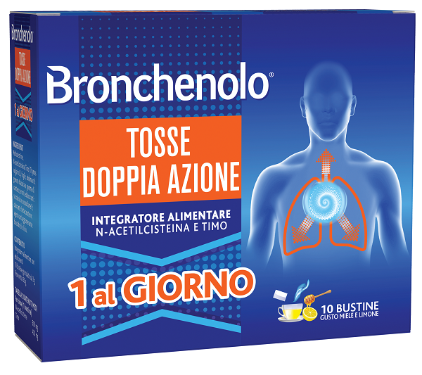 BRONCHENOLO TOSSE DOPPIA AZIONE 10 BUSTINE - Farmacia Artemisia di Montecuollo Dott. Angelo snc