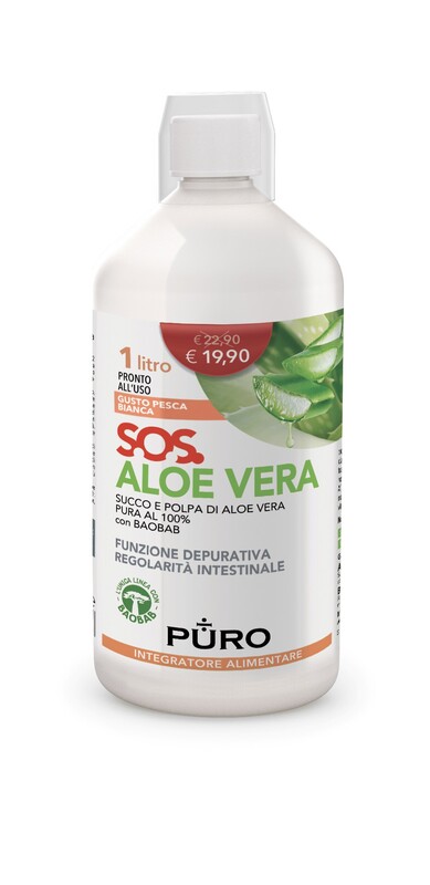PURO ALOE VERA SUCCO E POLPA 100% + BAOBAB PESCA BIANCA 1 LITRO - Farmacia Artemisia di Montecuollo Dott. Angelo snc