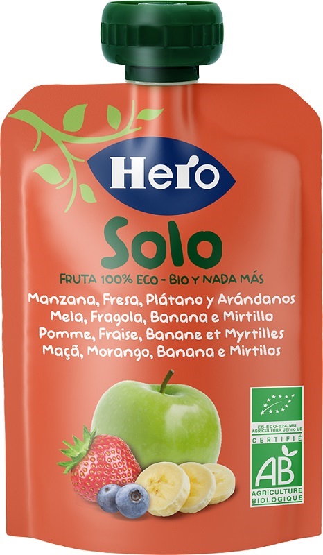 HERO SOLO FRUTTA FRULLATA 100% BIO MELA BANANA FRAGOLA 100 G - Farmacia Artemisia di Montecuollo Dott. Angelo snc