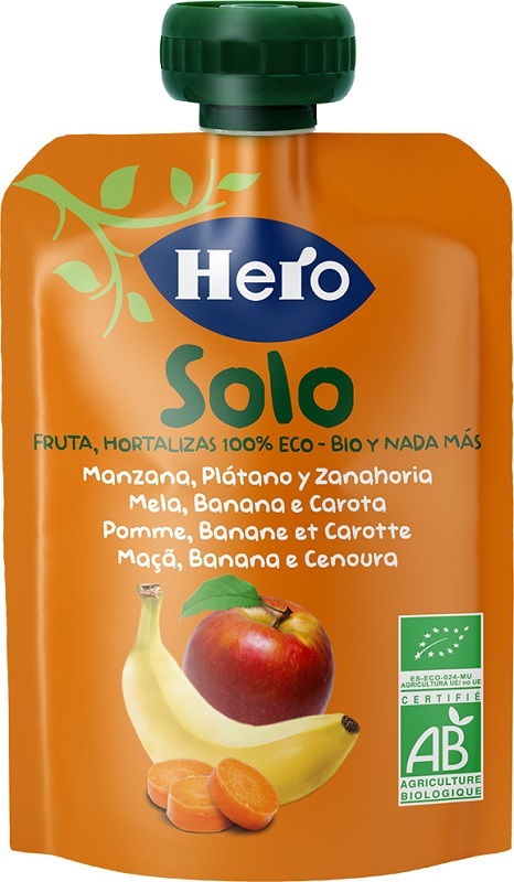 HERO SOLO FRUTTA FRULLATA 100% BIO MELA BANANA CAROTA 100 G - Farmacia Artemisia di Montecuollo Dott. Angelo snc