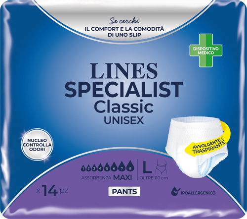 PANNOLONE A MUTANDA LINES SPECIALIST CLASSIC PANTS MAXI L 14 PEZZI - Farmacia Artemisia di Montecuollo Dott. Angelo snc
