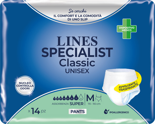 PANNOLONE A MUTANDA LINES SPECIALIST CLASSIC PANTS SUPER M 14 PEZZI - Farmacia Artemisia di Montecuollo Dott. Angelo snc
