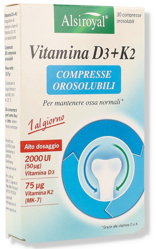 ALSIROYAL VITAMINA D3+K2 30 COMPRESSE OROSOLUBILI - Farmacia Artemisia di Montecuollo Dott. Angelo snc
