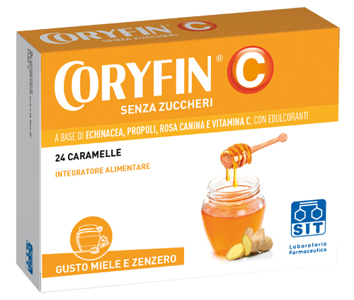 CORYFIN C SENZA ZUCCHERO MIELE ZENZERO 24 CARAMELLE - Farmacia Artemisia di Montecuollo Dott. Angelo snc